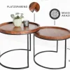Riess-Ambiente Mehr...|Couchtische > Rundes 2er Set Beistelltische ELEMENTS 55cm Akazie stone finish Metall schwarz