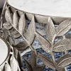 Riess-Ambiente Couchtische & Truhen > Rundes 2er Set Couchtische ABSTRACT LEAF 70cm weiß silber Marmor Metall Blatt-Design