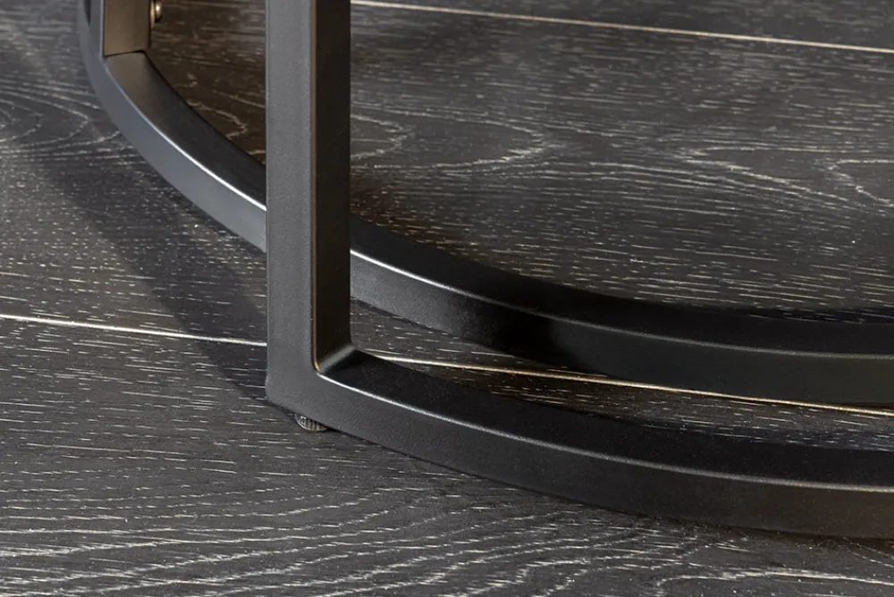 Riess-Ambiente Couchtische & Truhen > Rundes 2er Set Couchtische ELEGANCE 75cm schwarz gold sand Aurora Oro Keramik