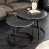 Riess-Ambiente Couchtische & Truhen > Rundes 2er Set Couchtische ELEGANCE 75cm anthrazit Keramik schwarz Metall