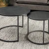 Riess-Ambiente Couchtische & Truhen > Rundes 2er Set Couchtische MOUNTAIN SOUL 60cm schwarz Naturstein Design Metall