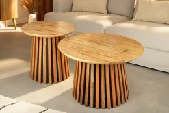 Riess-Ambiente Mehr...|Couchtische > Rundes 2er Set Couchtische VALHALLA WOOD 70cm natur braun Akazie Massivholz