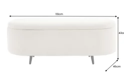 Riess-Ambiente Skandinavisch|Sitzbänke > Scandinavische Polsterbank VOGUE 110cm weiß Bouclé schwarz Sitzbank mit Stauraum
