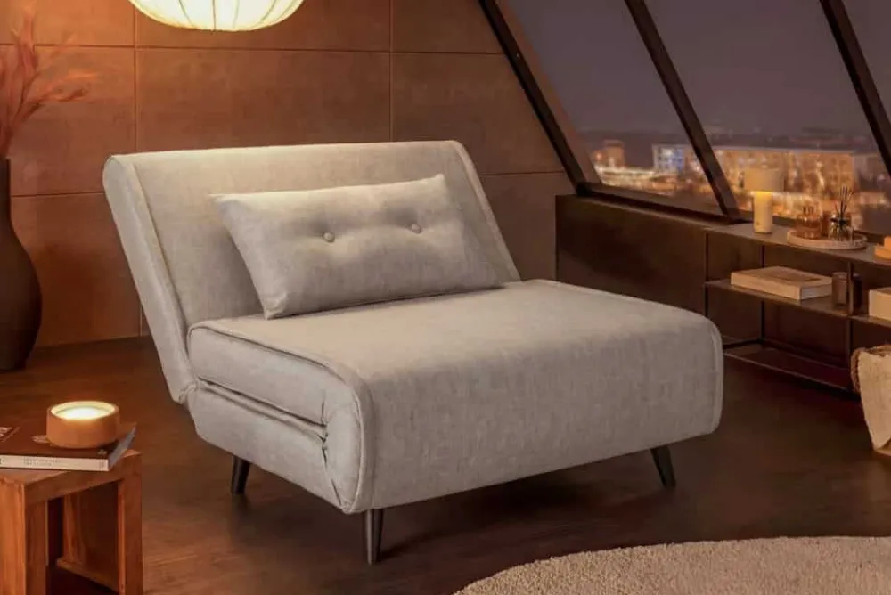 Riess-Ambiente Sessel|Retro Möbel > Schlafsessel SMART MULTIFUNCTION 100cm champagner beige Vogue Seiden Samtstoff