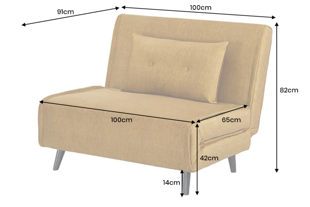 Riess-Ambiente Sessel|Retro Möbel > Schlafsessel SMART MULTIFUNCTION 100cm senfgelb Vogue Seiden Samtstoff
