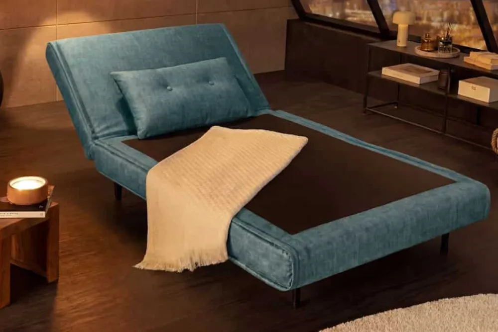 Riess-Ambiente Sessel|Retro Möbel > Schlafsessel SMART MULTIFUNCTION 100cm petrol Vogue Seiden Samtstoff