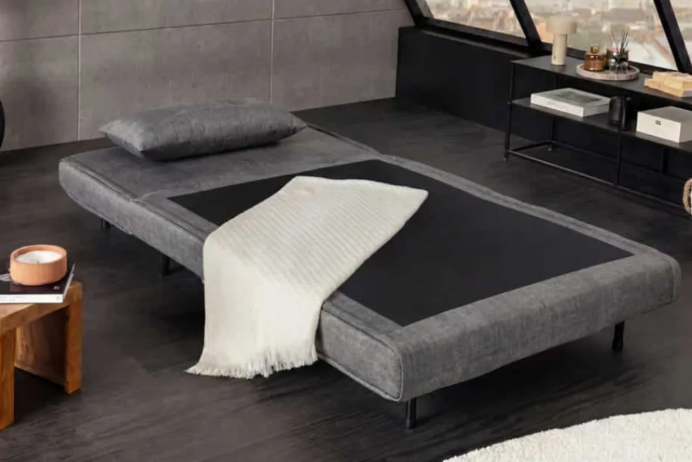 Riess-Ambiente Sessel|Retro Möbel > Schlafsessel SMART MULTIFUNCTION 100cm grau Vogue Seiden Samtstoff