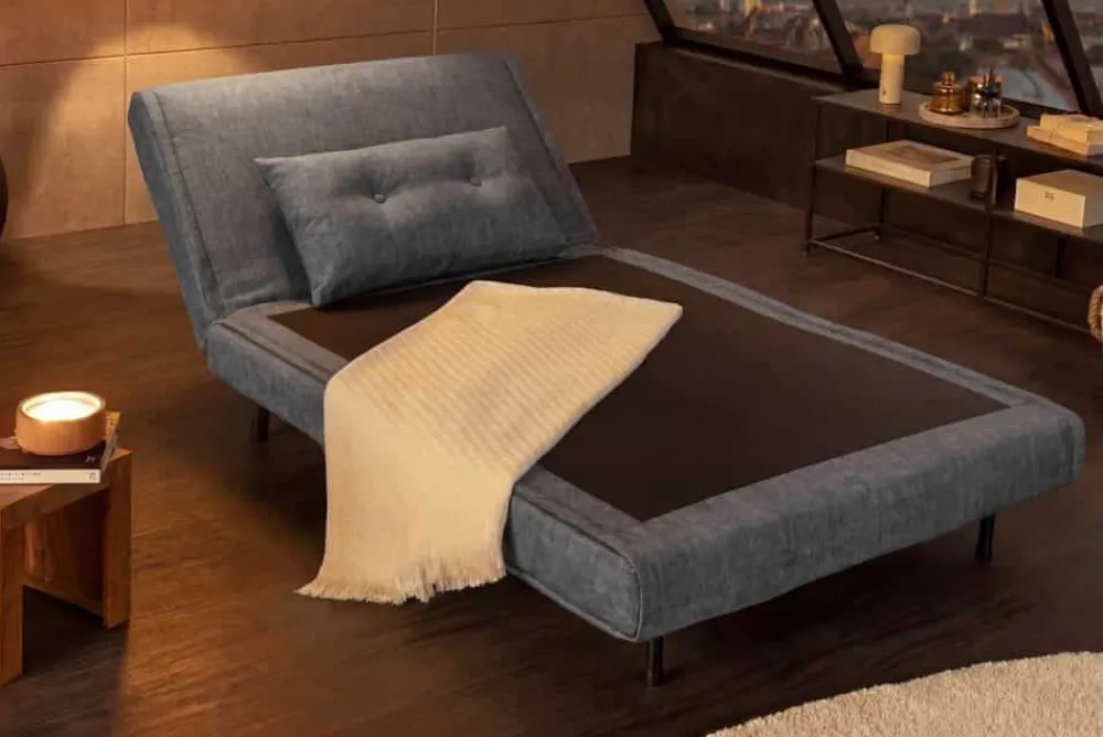 Riess-Ambiente Sessel|Retro Möbel > Schlafsessel SMART MULTIFUNCTION 100cm grau Vogue Seiden Samtstoff
