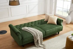 Riess-Ambiente Samt Möbel|3-Sitzer Sofa > Schlafsofa MAISON BELLE AFFAIRE 220cm moosgrün Vogue Seiden Samtstoff 3-Sitzer