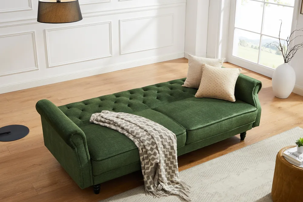 Riess-Ambiente Samt Möbel|3-Sitzer Sofa > Schlafsofa MAISON BELLE AFFAIRE 220cm moosgrün Vogue Seiden Samtstoff 3-Sitzer