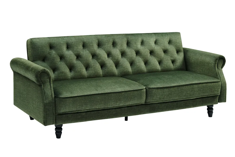 Riess-Ambiente Samt Möbel|3-Sitzer Sofa > Schlafsofa MAISON BELLE AFFAIRE 220cm moosgrün Vogue Seiden Samtstoff 3-Sitzer