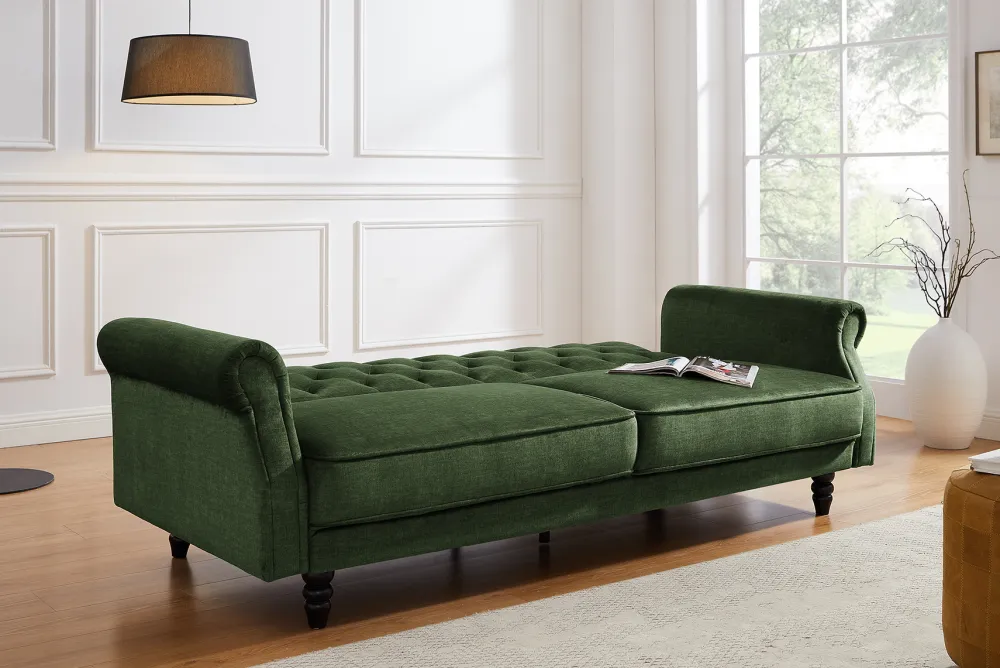 Riess-Ambiente Samt Möbel|3-Sitzer Sofa > Schlafsofa MAISON BELLE AFFAIRE 220cm moosgrün Vogue Seiden Samtstoff 3-Sitzer