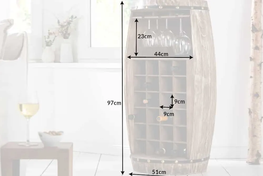 Riess-Ambiente Weinregale|Barschränke > Shabby Chic Weinregal BODEGA 100cm natur Pinie Weinfass für 24 Flaschen