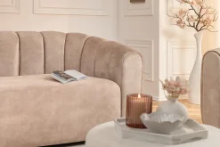 Riess-Ambiente Samt Möbel|Retro Möbel > 3-Sitzer Sofa BABYLON 200cm champagner beige Samt mit Ziersteppung