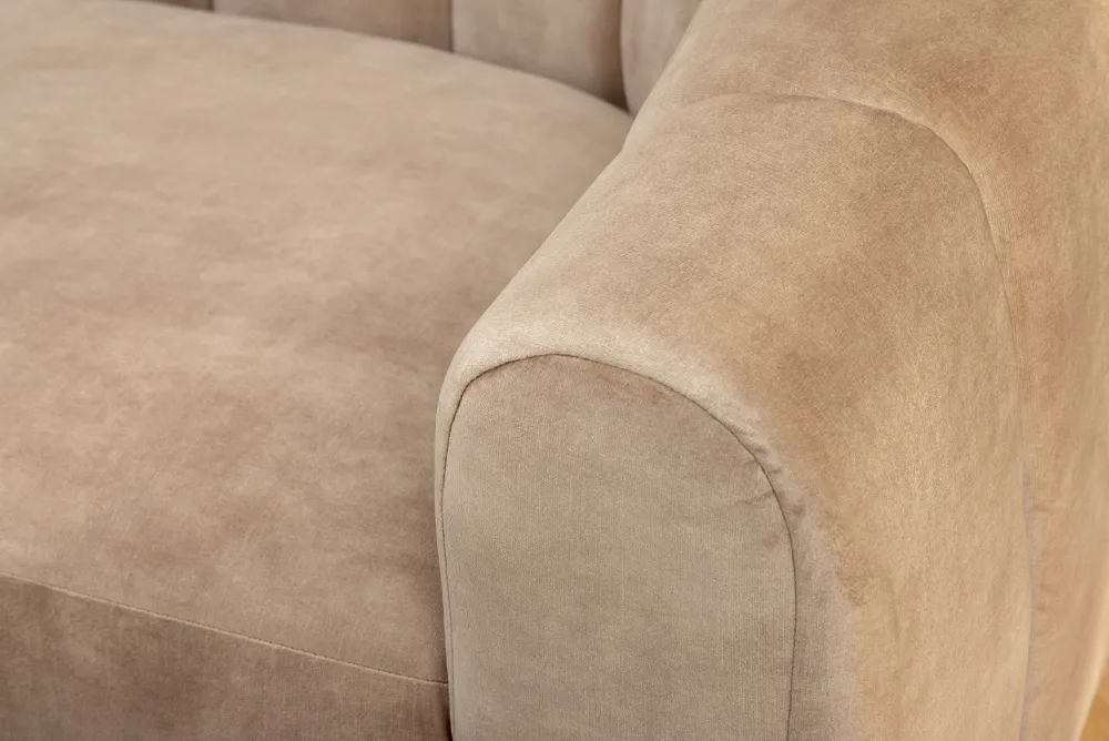 Riess-Ambiente Samt Möbel|Retro Möbel > 3-Sitzer Sofa BABYLON 200cm champagner beige Samt mit Ziersteppung