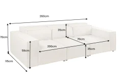 Riess-Ambiente Skandinavisch|3-Sitzer Sofa > 3-Sitzer Sofa BOSSA NOVA 260cm beige ocean Strukturstoff Couch inkl. Kissen