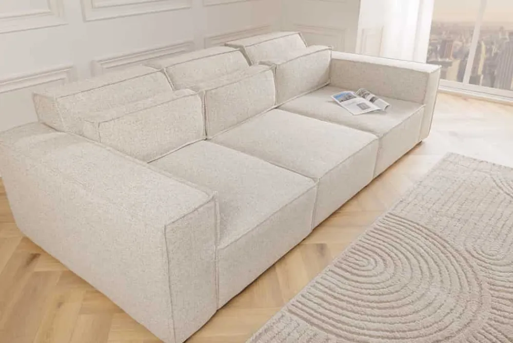 Riess-Ambiente Skandinavisch|3-Sitzer Sofa > 3-Sitzer Sofa BOSSA NOVA 260cm beige ocean Strukturstoff Couch inkl. Kissen