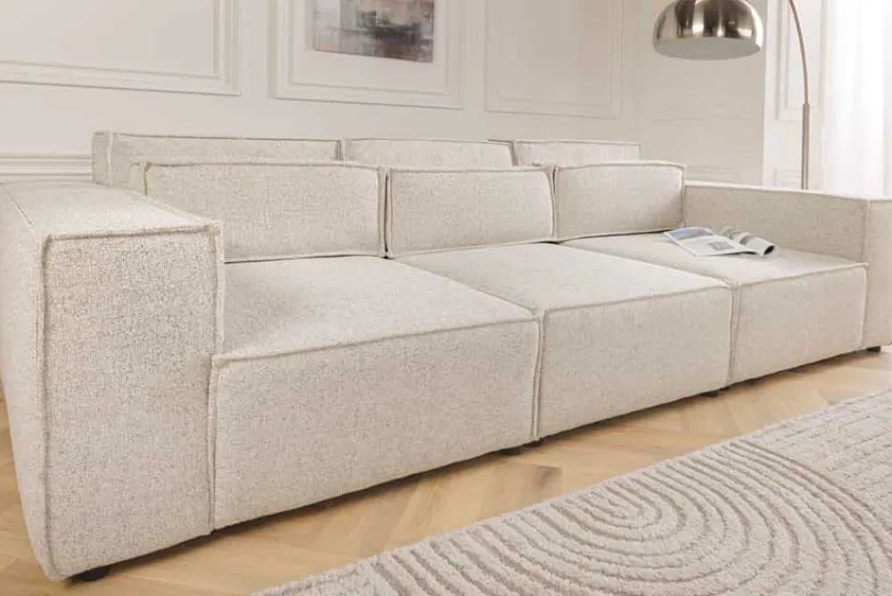 Riess-Ambiente Skandinavisch|3-Sitzer Sofa > 3-Sitzer Sofa BOSSA NOVA 260cm beige ocean Strukturstoff Couch inkl. Kissen