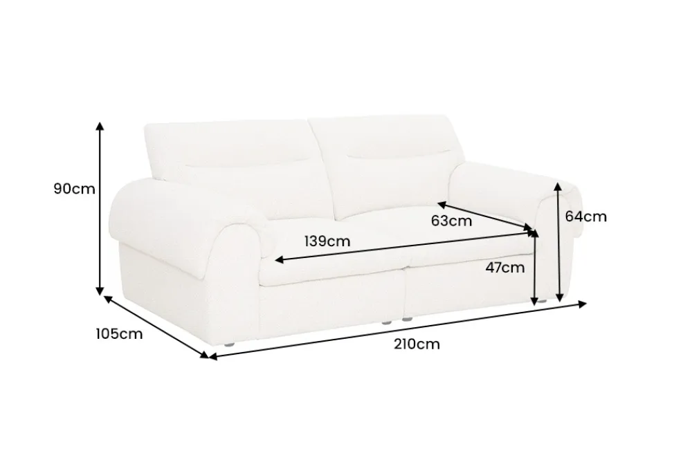 Riess-Ambiente 3-Sitzer Sofa > 3-Sitzer Sofa SIXTH SENSE 210cm beige Bouclé-Strickstoff mit Nosagfederung und Daunenfedern