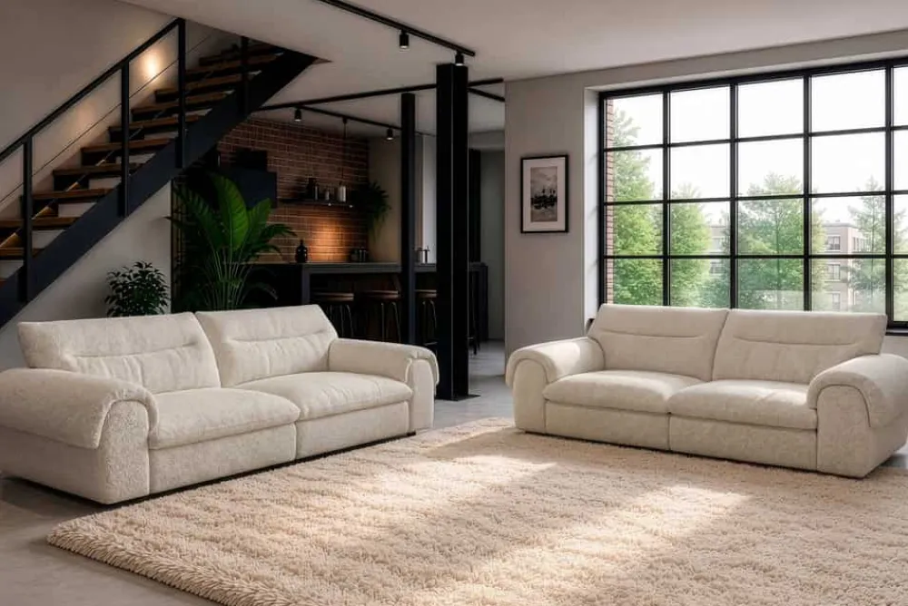 Riess-Ambiente 3-Sitzer Sofa > 3-Sitzer Sofa SIXTH SENSE 210cm beige Bouclé-Strickstoff mit Nosagfederung und Daunenfedern