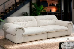 Riess-Ambiente Xxl Sofa > 4-Sitzer Sofa SIXTH SENSE 245cm beige Bouclé-Strickstoff mit Nosagfederung und Daunenfedern