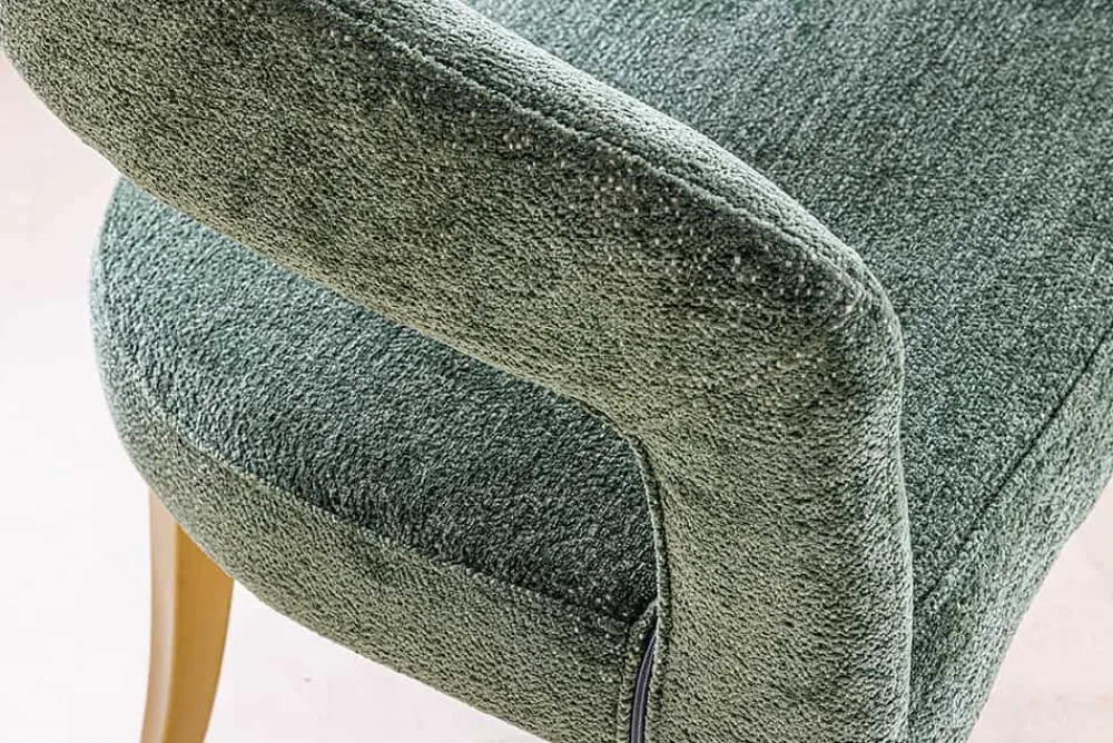 Riess-Ambiente Goldene Möbel|Skandinavisch > Skandinavischer Stuhl BOUTIQUE grün Strukturstoff brushed champagner gold Metall