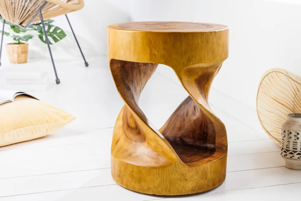 Riess-Ambiente Mehr...|Mehr... > Skulpturaler Beistelltisch ARTE 35cm natur Suarholz rund handmade in Bali Sitzhocker