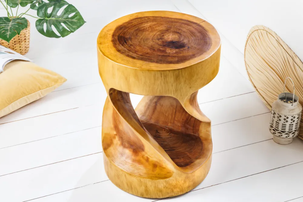 Riess-Ambiente Mehr...|Mehr... > Skulpturaler Beistelltisch ARTE 35cm natur Suarholz rund handmade in Bali Sitzhocker