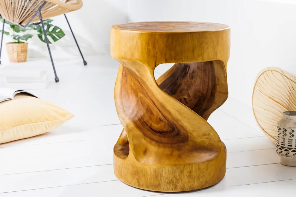 Riess-Ambiente Mehr...|Mehr... > Skulpturaler Beistelltisch ARTE 35cm natur Suarholz rund handmade in Bali Sitzhocker