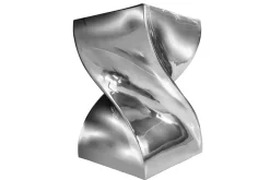 Riess-Ambiente Beistelltische > Skulp­tu­raler Beistelltisch TWIST 45cm silber Aluminium poliert Sitzhocker Modern Design