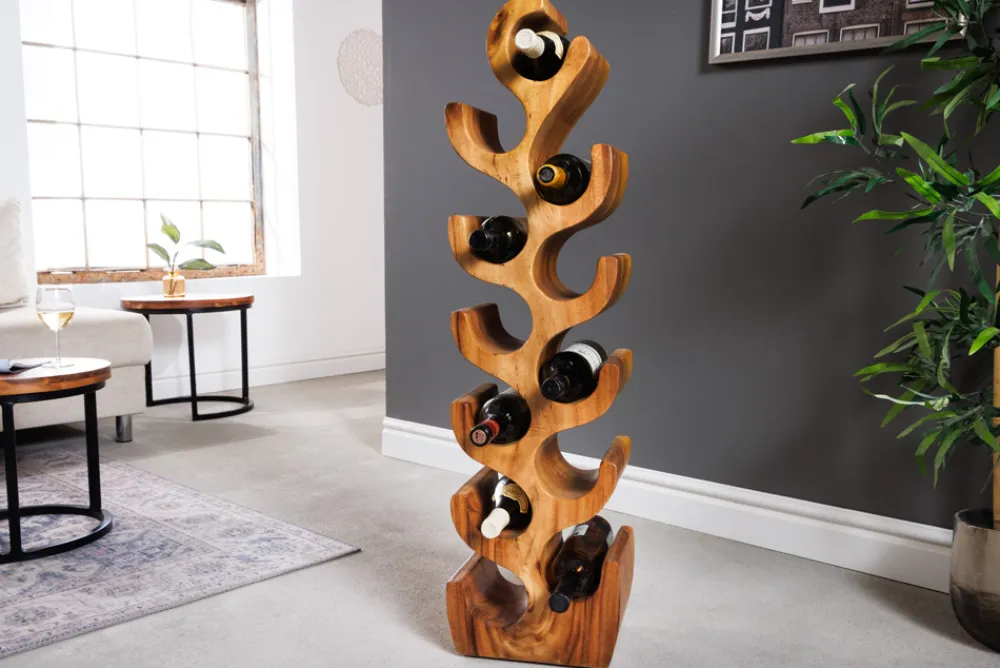 Riess-Ambiente Mehr...|Mehr... > Skulpturales Weinregal ARTE 100cm natur Suarholz handmade in Bali Flaschenhalter