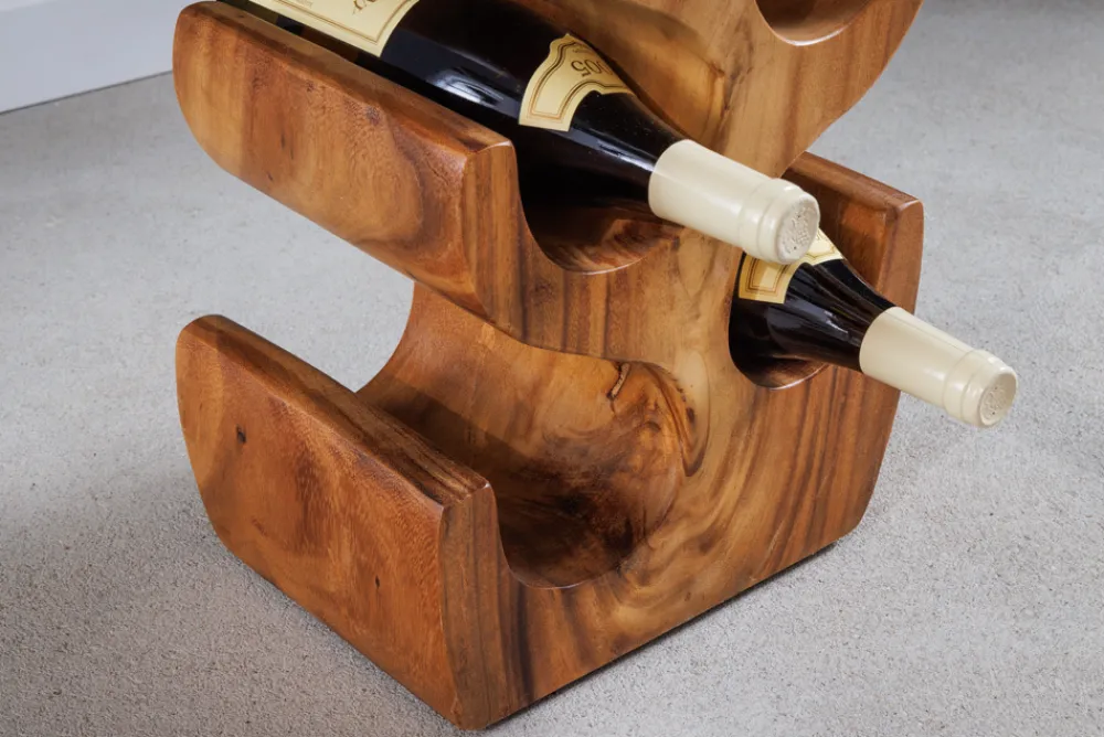 Riess-Ambiente Mehr...|Mehr... > Skulpturales Weinregal ARTE 100cm natur Suarholz handmade in Bali Flaschenhalter