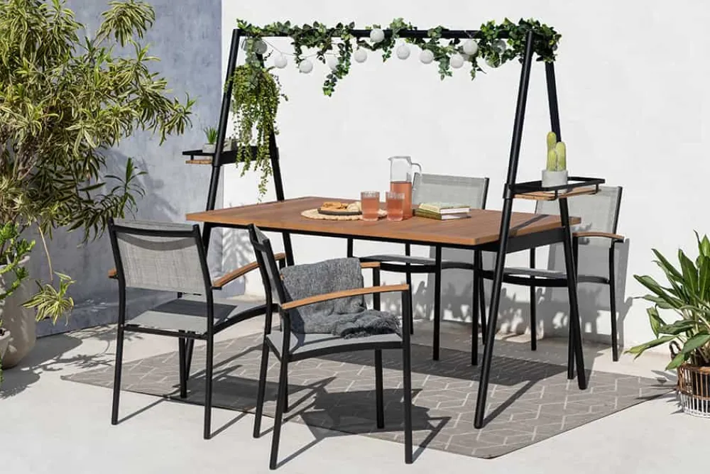 Riess-Ambiente Mehr...|Massivholz Gartenmöbel > Stapelbarer Gartenstuhl RIO anthrazit grau natur Aluminium Massivholz wetterfest