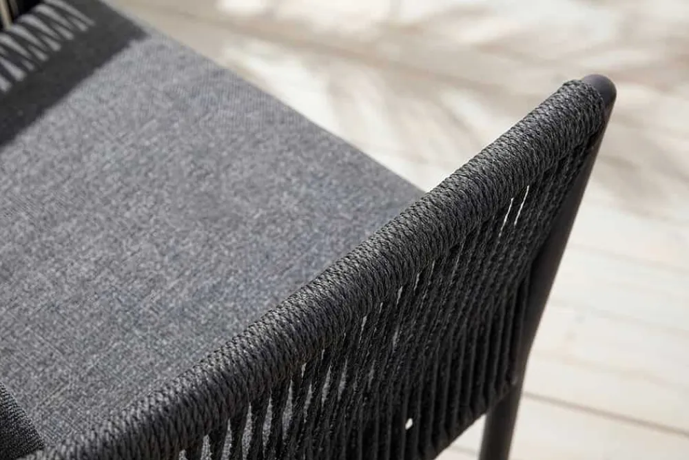 Riess-Ambiente Gartenstühle > Stapelbarer Stuhl ROPE anthrazit Aluminium Gartensessel inkl. Kissen In- und Outdoor
