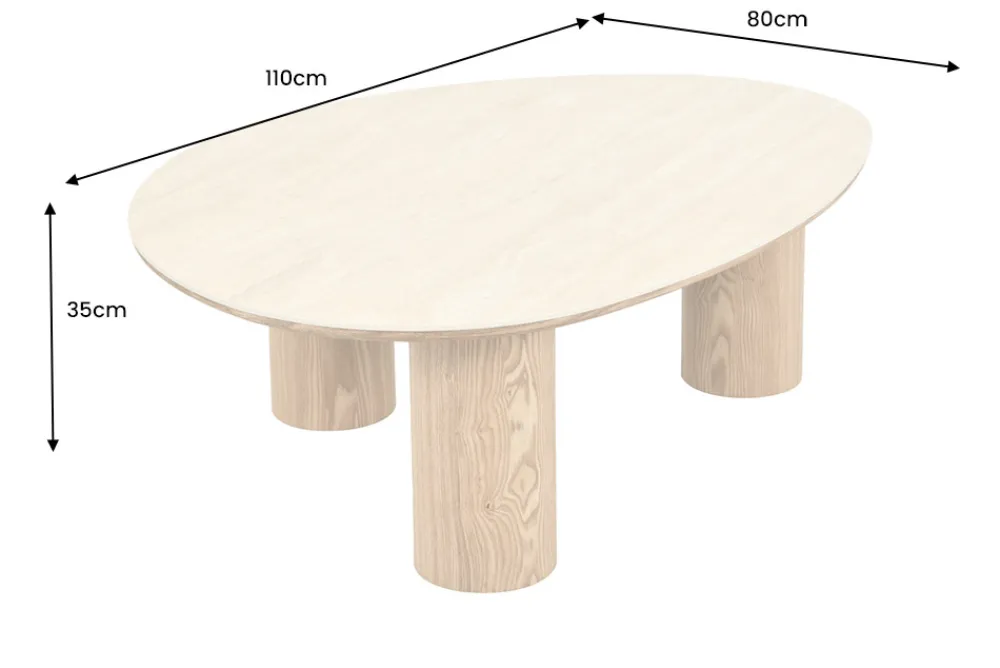 Riess-Ambiente Couchtische & Truhen > Stilvoller Couchtisch ORGANIKO 110cm natur Eiche Travertin Keramik