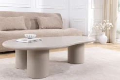 Riess-Ambiente Couchtische & Truhen > Stilvoller Couchtisch ORGANIKO 130cm cement greige organische Form