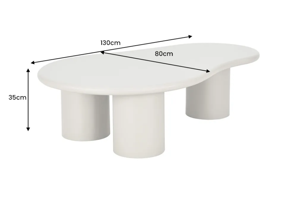 Riess-Ambiente Couchtische & Truhen > Stilvoller Couchtisch ORGANIKO 130cm cement greige organische Form