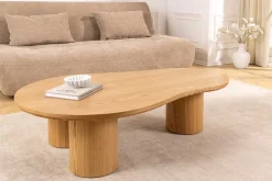 Riess-Ambiente Couchtische & Truhen > Stilvoller Couchtisch ORGANIKO 130cm natur Eiche organische Form