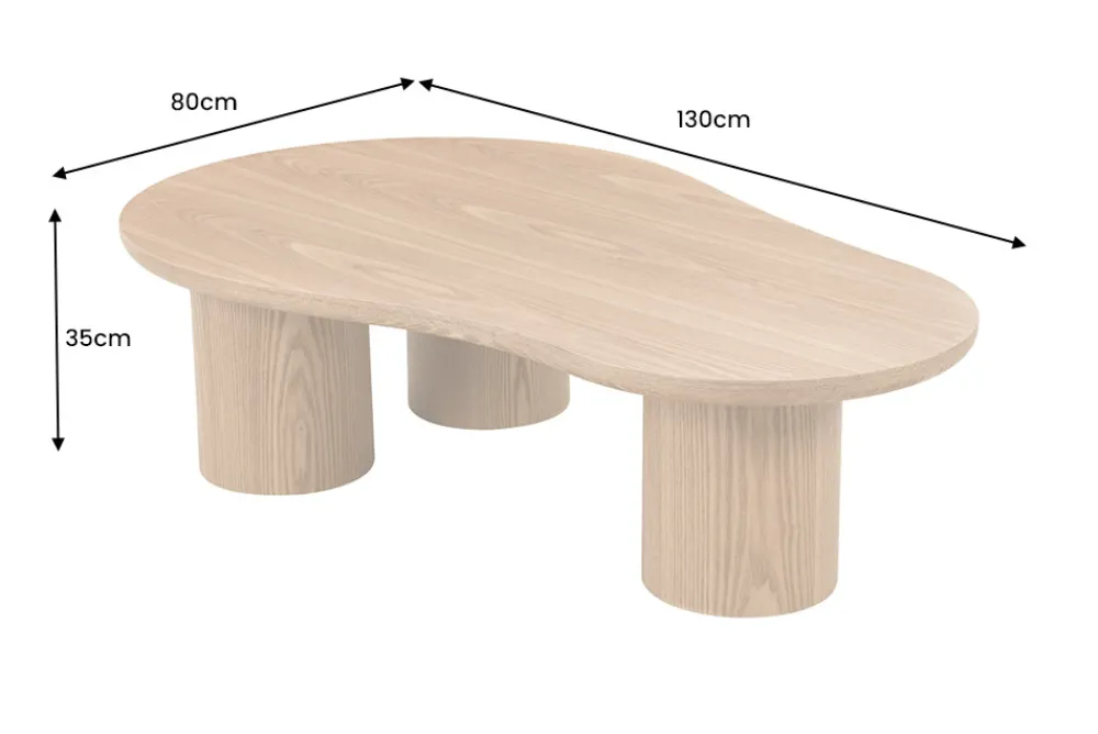Riess-Ambiente Couchtische & Truhen > Stilvoller Couchtisch ORGANIKO 130cm natur Eiche organische Form