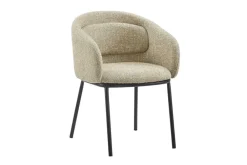 Riess-Ambiente Skandinavisch|Stühle > Stilvoller Design Stuhl FLORENZ beige braun Strukturstoff schwarz Metall mit Armlehne