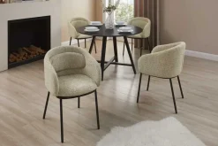 Riess-Ambiente Skandinavisch|Stühle > Stilvoller Design Stuhl FLORENZ beige braun Strukturstoff schwarz Metall mit Armlehne