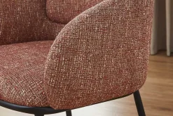 Riess-Ambiente Skandinavisch|Stühle > Stilvoller Design Stuhl FLORENZ rostrot Strukturstoff schwarz Metall mit Armlehne