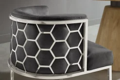 Riess-Ambiente Stühle|Samt Möbel > Stilvoller Stuhl ELEGANCE grau Samt silber Edelstahl mit Armlehne