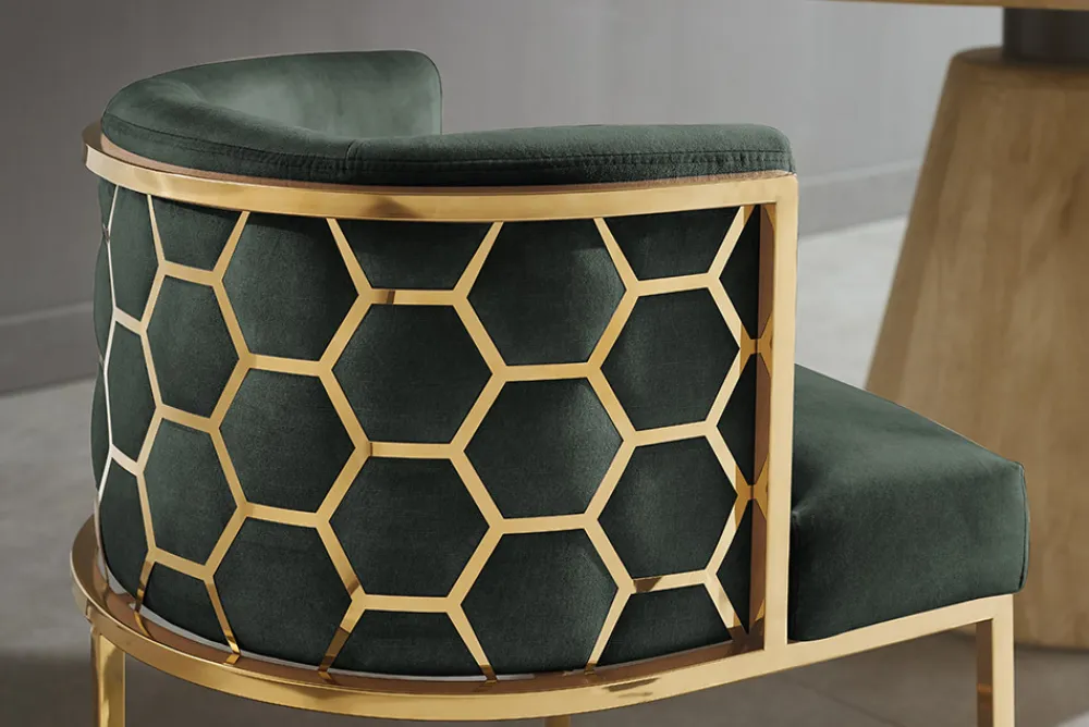 Riess-Ambiente Goldene Möbel|Stühle > Stilvoller Stuhl ELEGANCE grün Samt gold Edelstahl mit Armlehne