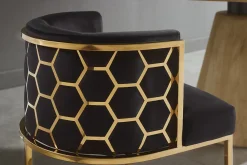 Riess-Ambiente Goldene Möbel|Stühle > Stilvoller Stuhl ELEGANCE schwarz Samt gold Edelstahl mit Armlehne