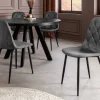 Riess-Ambiente Stühle > Stilvoller Stuhl GLAMM anthrazit Samt mit Rauten-Steppung schwarze Metallbeine