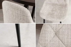 Riess-Ambiente Stühle > Stilvoller Stuhl GLAMM champagner beige Chenille Cremona mit Rauten-Steppung schwarz Metall