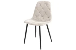 Riess-Ambiente Stühle > Stilvoller Stuhl GLAMM champagner beige Chenille Cremona mit Rauten-Steppung schwarz Metall