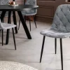 Riess-Ambiente Stühle > Stilvoller Stuhl GLAMM grau Chenille Cremona mit Rauten-Steppung schwarze Metallbeine