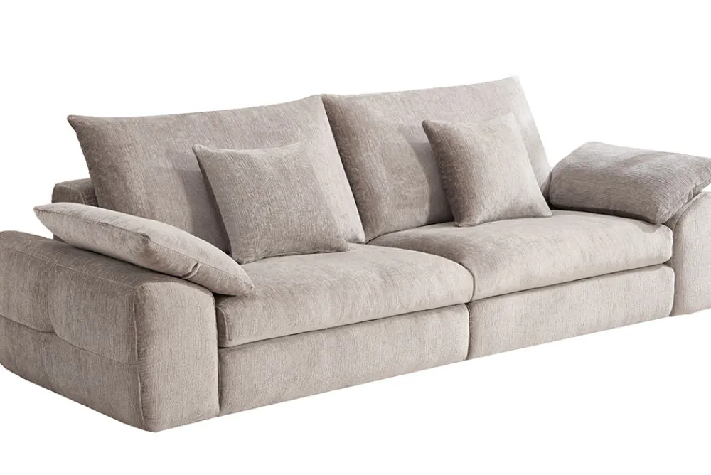 Riess-Ambiente 3-Sitzer Sofa > Stilvolles Big Sofa SOHO 260cm beige Chenille 4-Sitzer Couch mit Wellenunterfederung